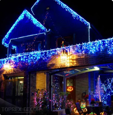 Toprex Decor Waterproof Tree Ornaments LED fairy String icicle outdoor red Christmas lights for Holiday decoration