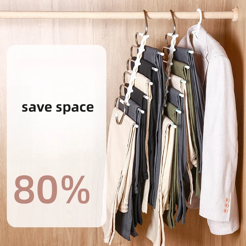 2024 new 6 in 1 stainless steel telescopic closet hanger pants rack pull out for wardrobe