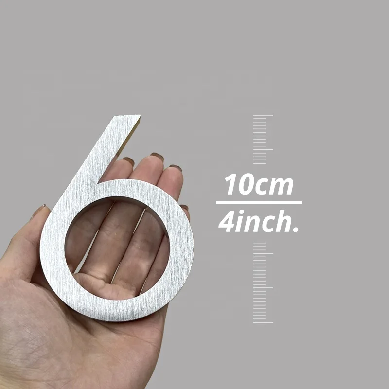 Modern Floating 4-in Aluminum Silver  house Numbers door number sign