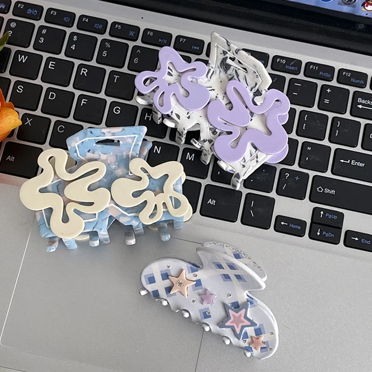 Cellulose Acetate Hair Claw Large Claw Clips For Thick Hair Flower Stars Half Round Rectangle Hair Claw