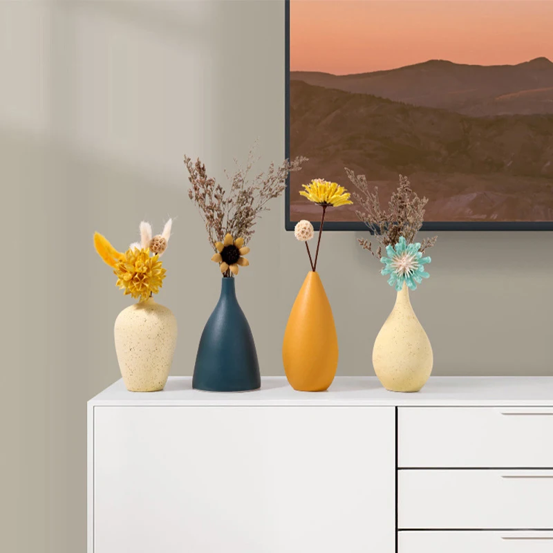 Modern minimalist Nordic ceramic vase ornaments desktop living room ornament flower set nordic vase home decor