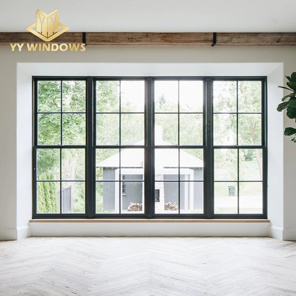 YY windows U.S. Canadian Standards double glass french window black casement windows