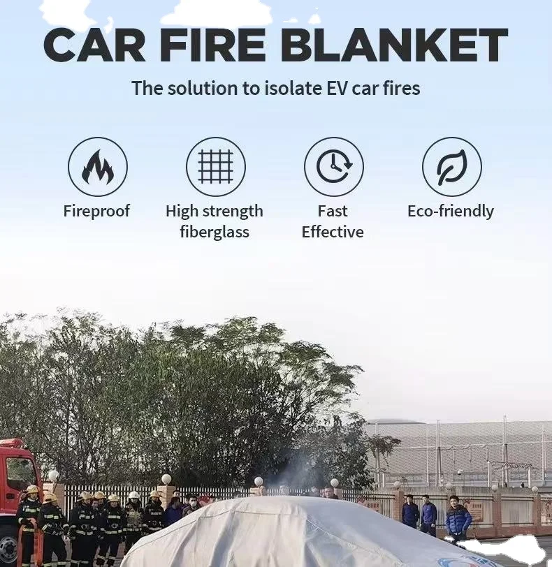Electric vehicles  small truct Car Fire Blanket 6*9M 19.68*29.52 Ft Europe  CE standard Para aramid  fibre  Car Fire blanket