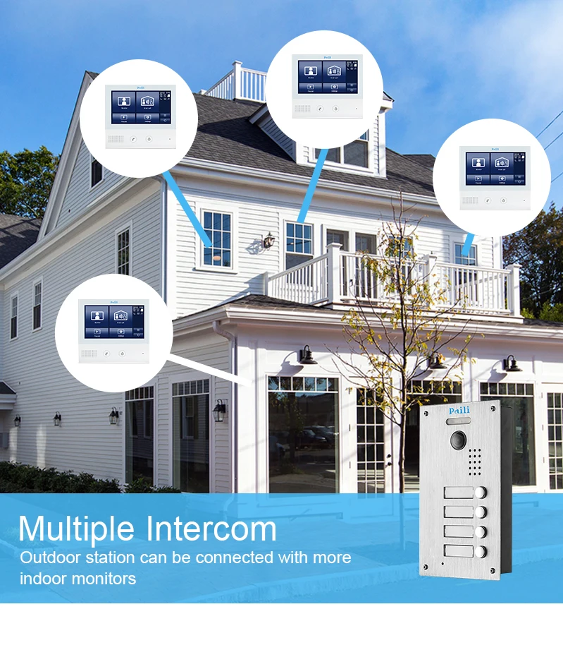 video intercom videophone 2 wire  house villa door bell with night vision camera apartment wired intercom