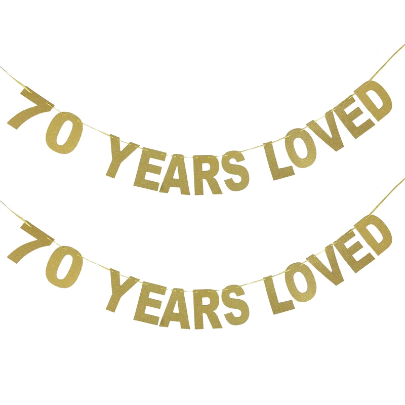 
30/40/50/60/70 years loved Glitter Banner Birthday Flags Thirsty Anniversary Party Decorations Bunting Events Supplies 