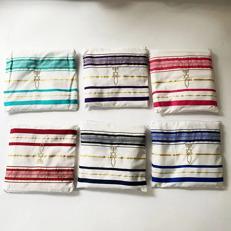 
6 Colors Direcly Manufacturer Amazon Hot Sales Messianic Jewish Prayer Shawl Talit With Talit bag 