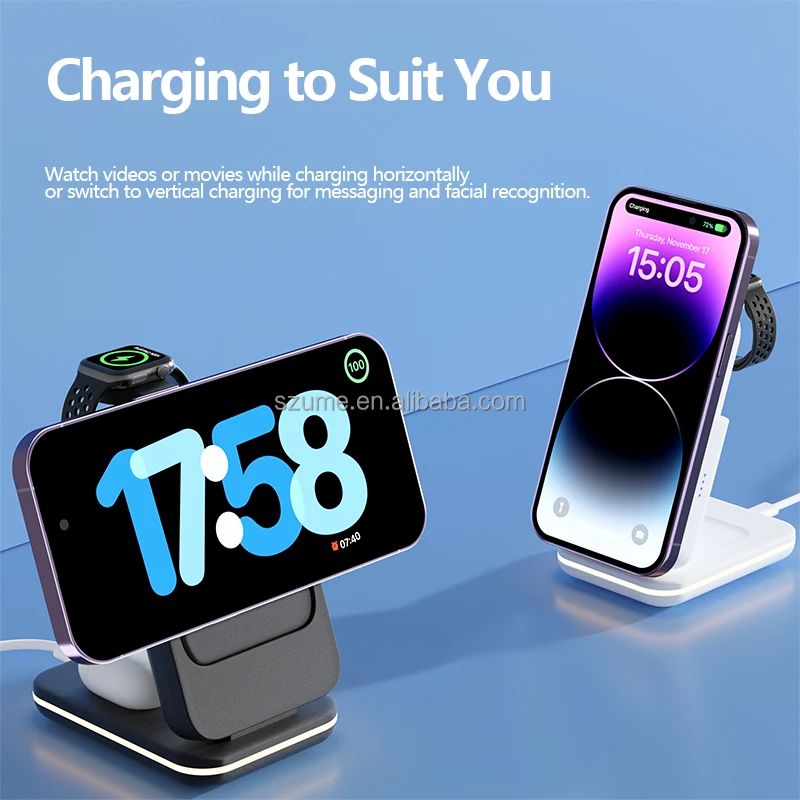 New Design 5-1 Foldable Magnetic Wireless Charger Bank 5000mAh Capacity Ready on Sale