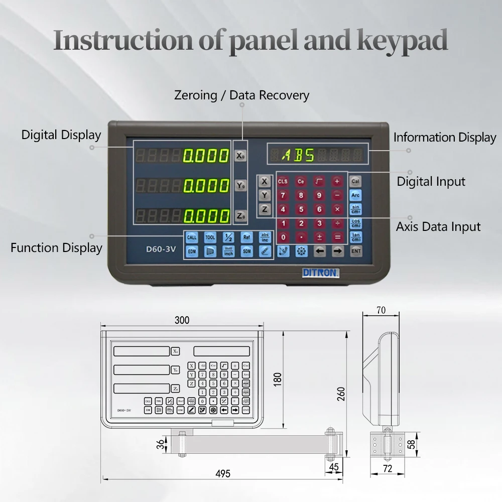 Digital Readout DRO with 2 Axis 3 axis for Milling and Lathe Machine LED Screen Display DRO Digital Readout  sino