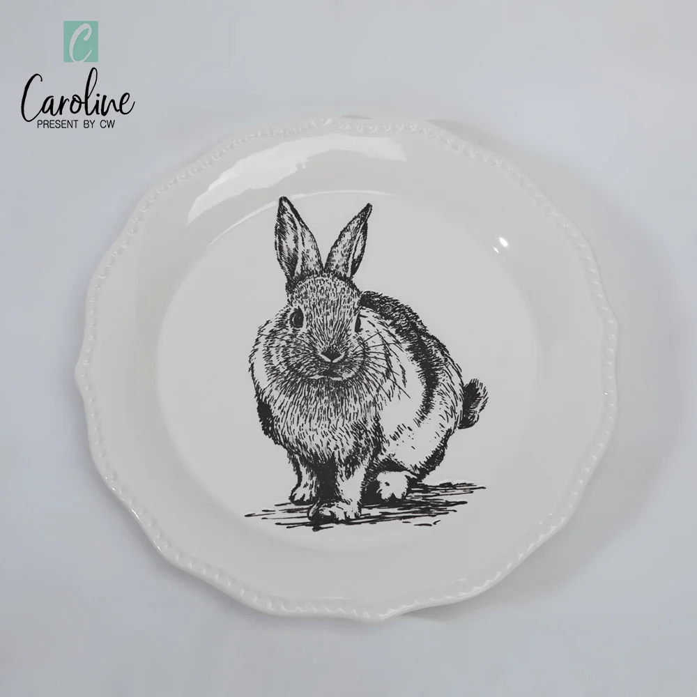 Ceramic Easter White Round Dinner Plate