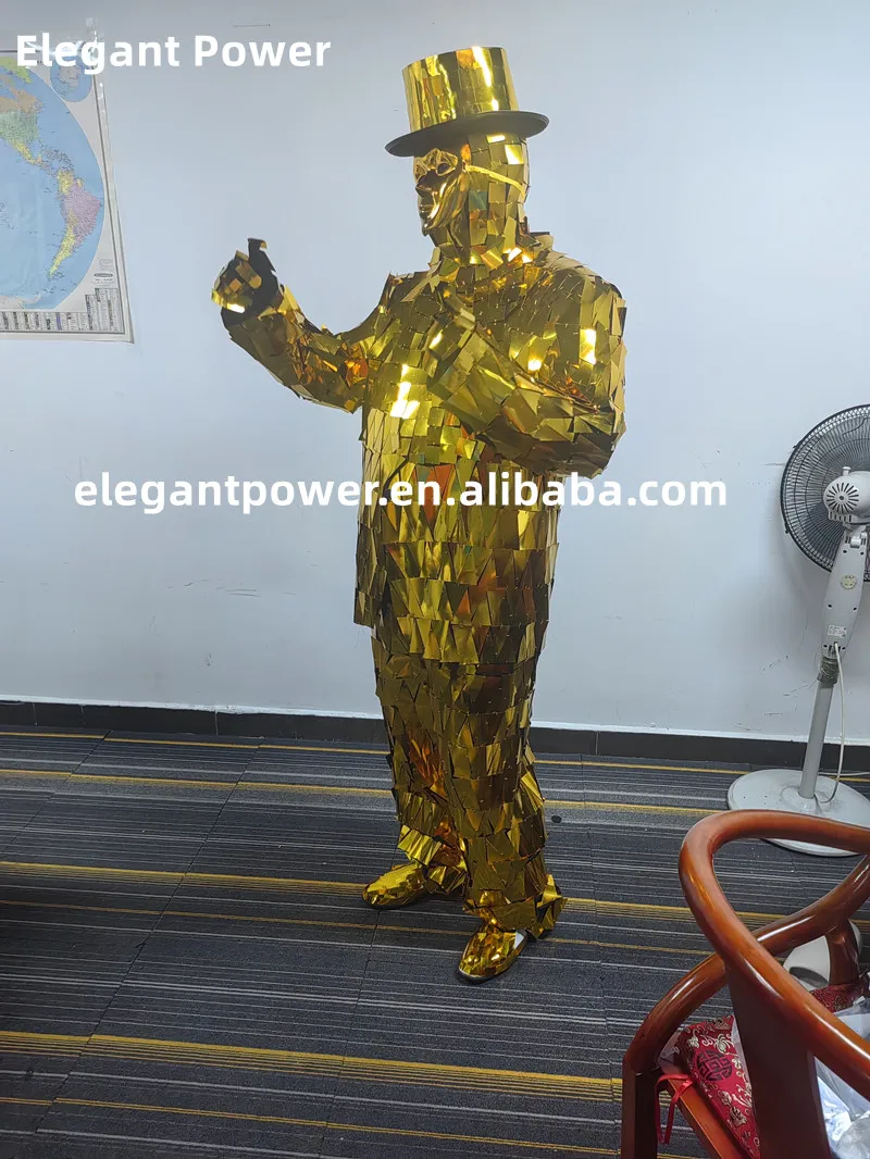 Hot Sale Mirror Suit Party Performance Dj Mirror Man Costume Supplies Reflective Ballroom Dress Dance Costume