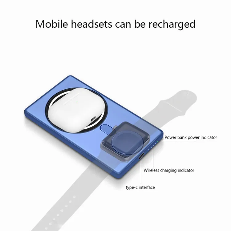 3 in 1 Magnetic Wireless Charging Pad Qi 5000mAh Ultra Slim Power Bank With Mag saf For iPhone 12 13 14