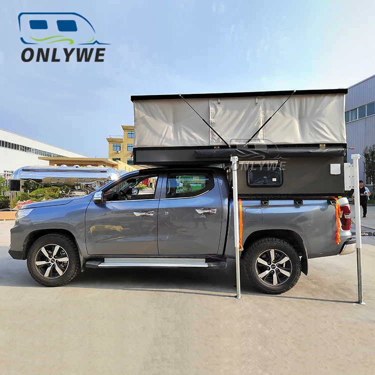 ONLYWE Off Road Pickup Truck Bed Camper Slide In Pop Up Flatbed Truck Camper 4x4 Overland Expedition Truck Camper for Pickup
