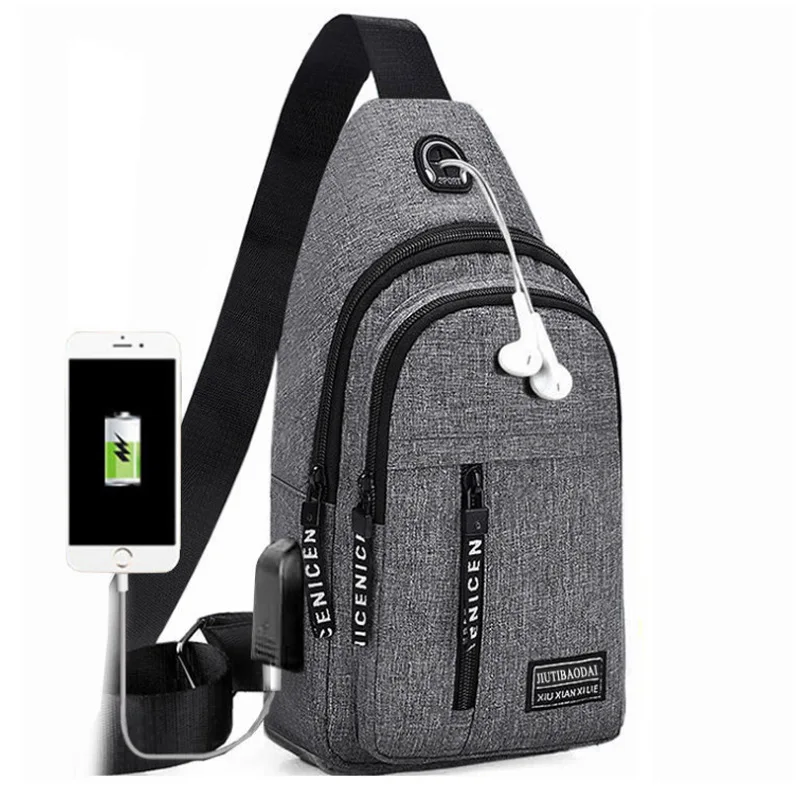 Sling crossbody chest bag men 2022 backpack custom messenger bags with usb connector
