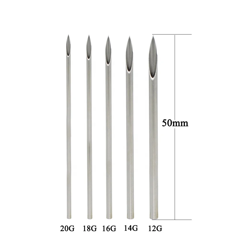 Surgical Steel Sterile Tri-Beveled Body Piercing Needle Tool PVC Bubble Pack Lip Belly Nose Tongue Tattoo Needle