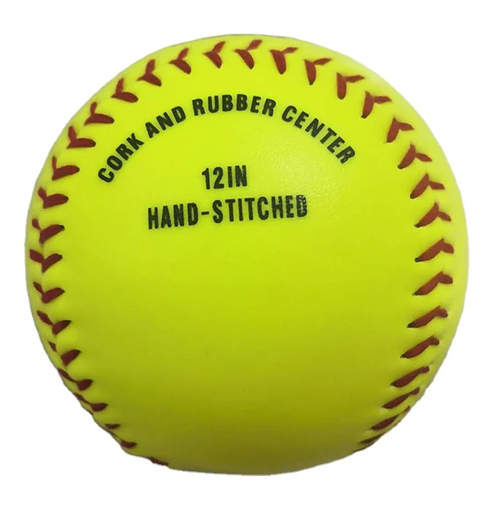 12 дюймов желтый Синтетический кожаный пробковый резиновый центр, S300 Софтбол шарики для практики pelots солнца