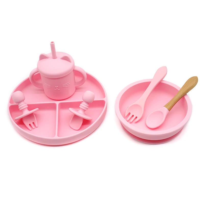 Custom bpa free feeding silicon plate set