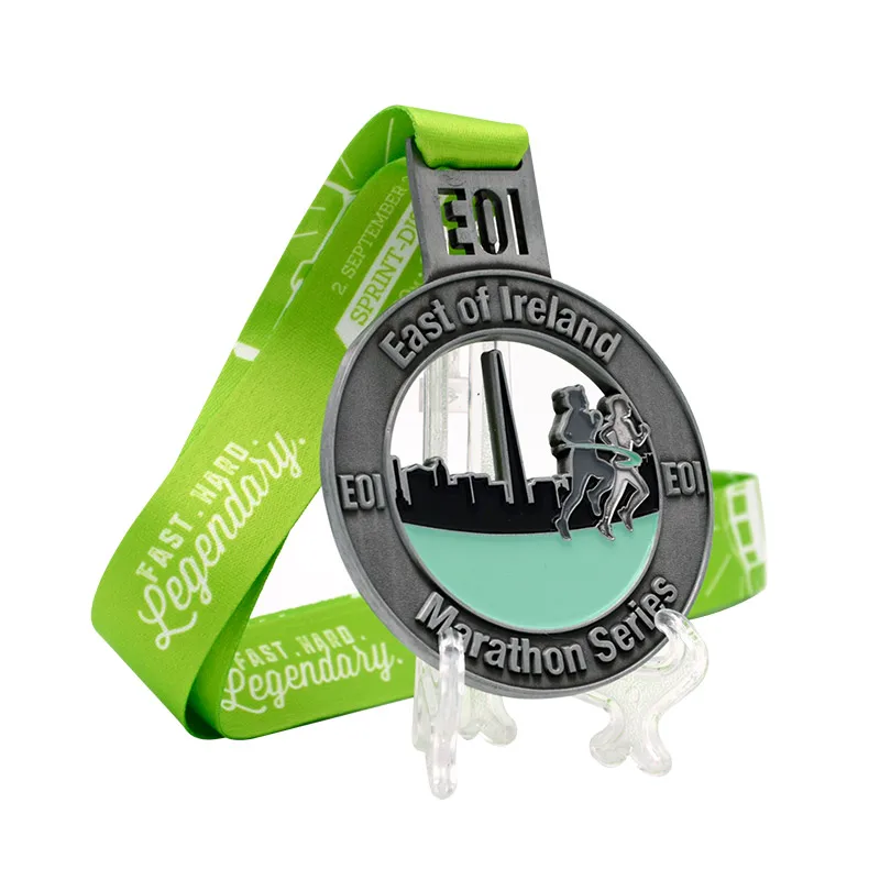 Longzhiyu 15 Years Maker 55K Finisher Medal with Hollow Out Design Half Marathon Medals Custom with Ribbon 2020 Latest Hot Sale