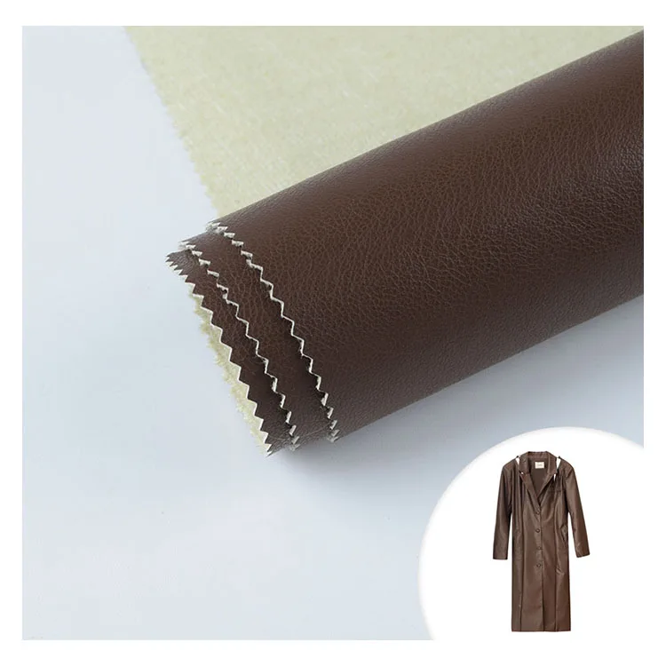 Factory 0.4mm Fashionable TC Backing Soft PU Fabric Roll Synthetic Leather For Clothes