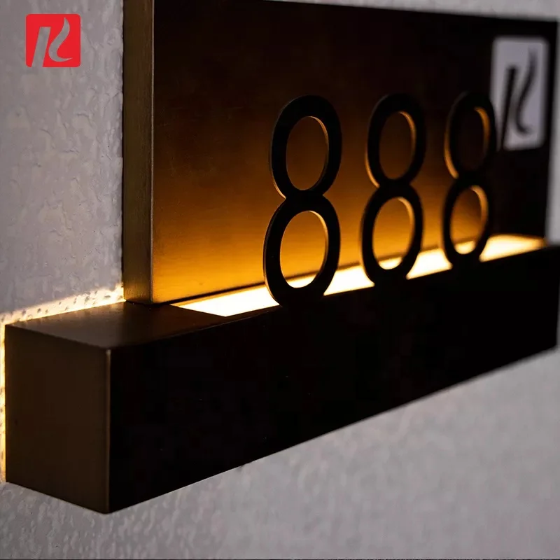 Kexian Custom Stainless Steel Door Signage Unit Building Floor Acrylic Illuminated Letters Room Number Sign for Hotel