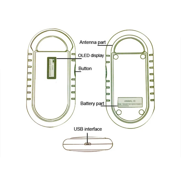 Including Headset USB ISO11784 134.2KHz Fdx-b RFID Animal Glass Pet Tag Microchip Reader