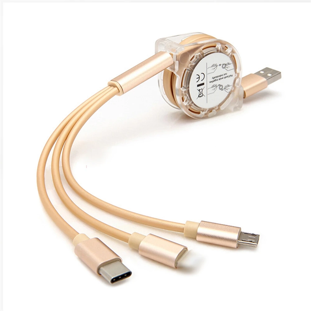 Factory 3In1 Retractable Micro USB Type C Multi Charger Cable For Galaxy Plus Mobile Phone Cables Charging Cabel Cord