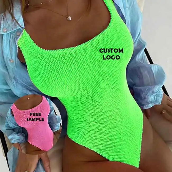 2023 New One Piece Swimsuit Women Swimwear Push Up Sexy  Solid Color Bodysuit Swimsuit Beach Swimwear