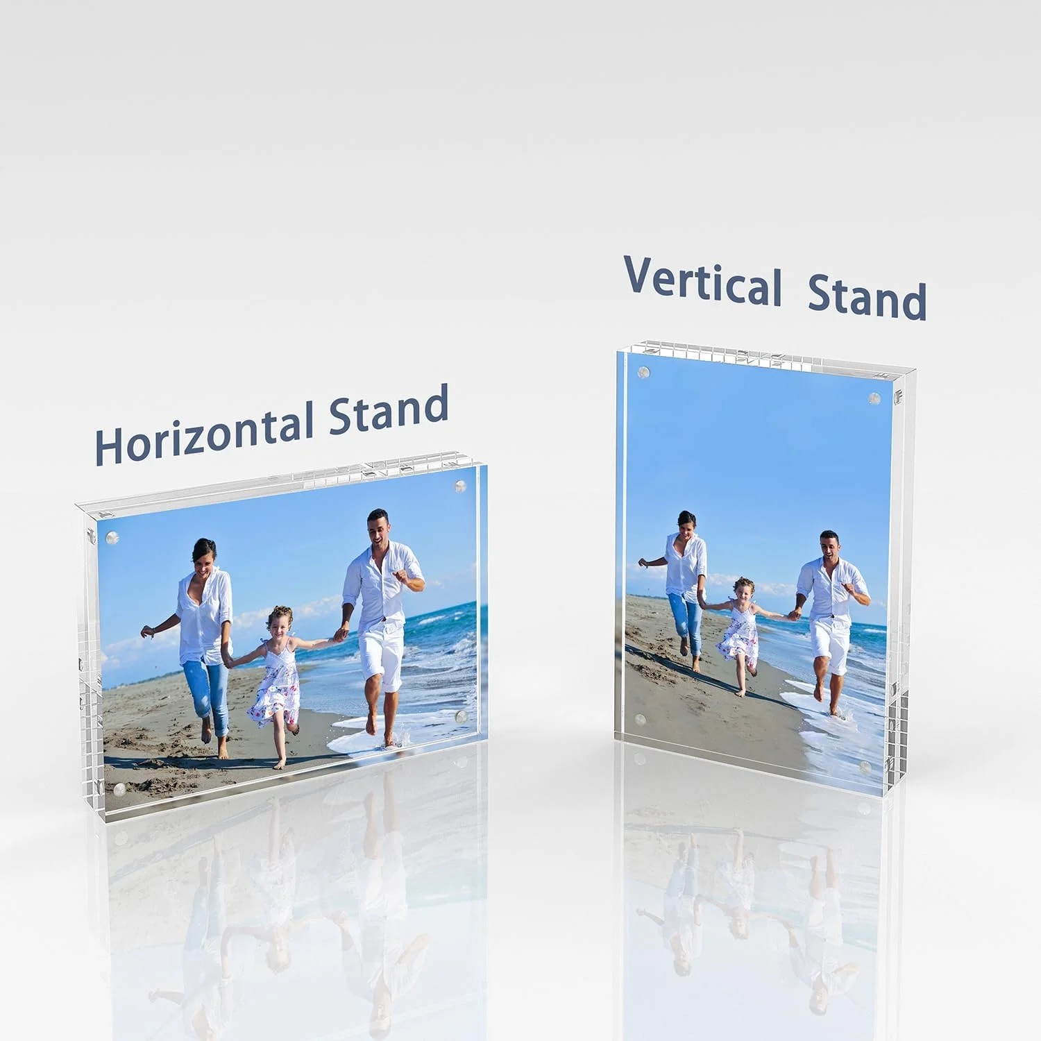 Wholesale High Quality Clear Freestanding Double Sided Bezelless Magnetic Acrylic Photo Frame for Desktop Display