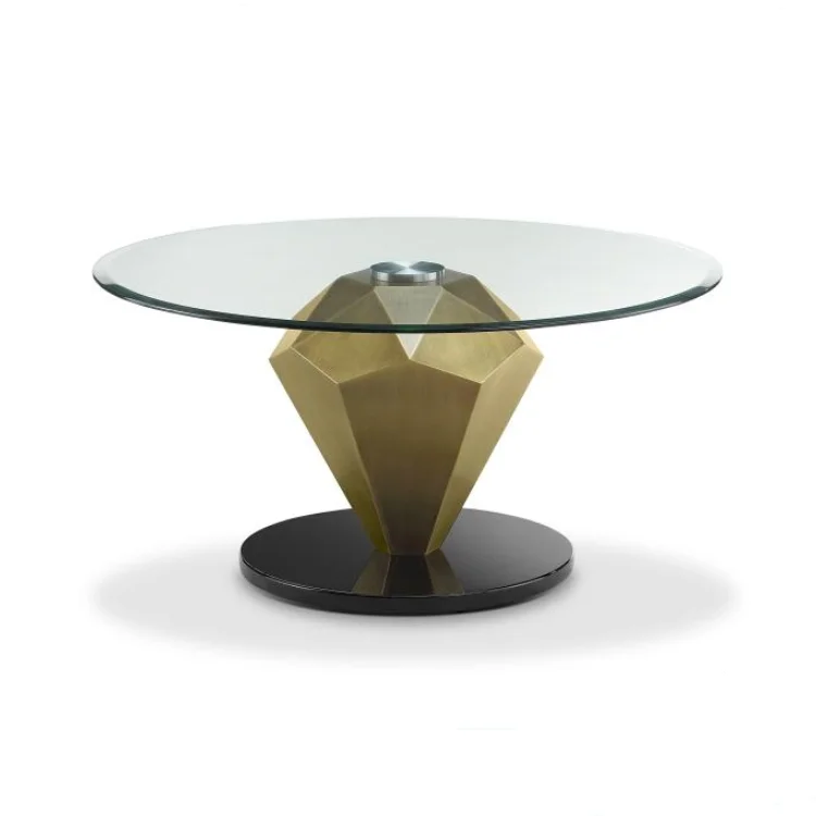 Оптовая продажа, мебель на заказ, модный кофейный столик из прозрачного стекла коричневого золота, современный кофейный столик