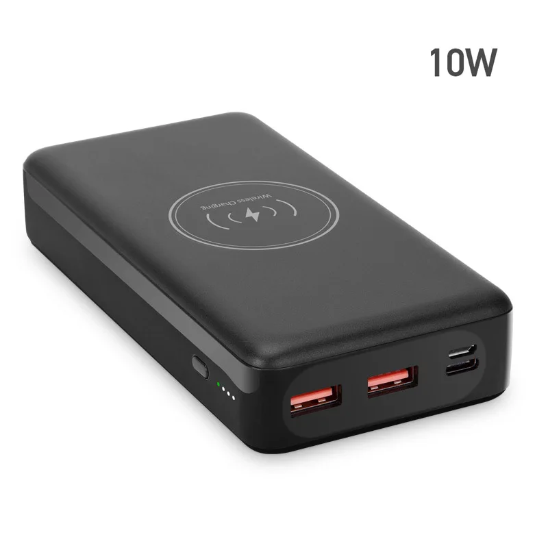 SOSLPAI super capacitor li-polymer battery mobile 10w wireless power bank 20000mah 2 usb quick charge phone power banks