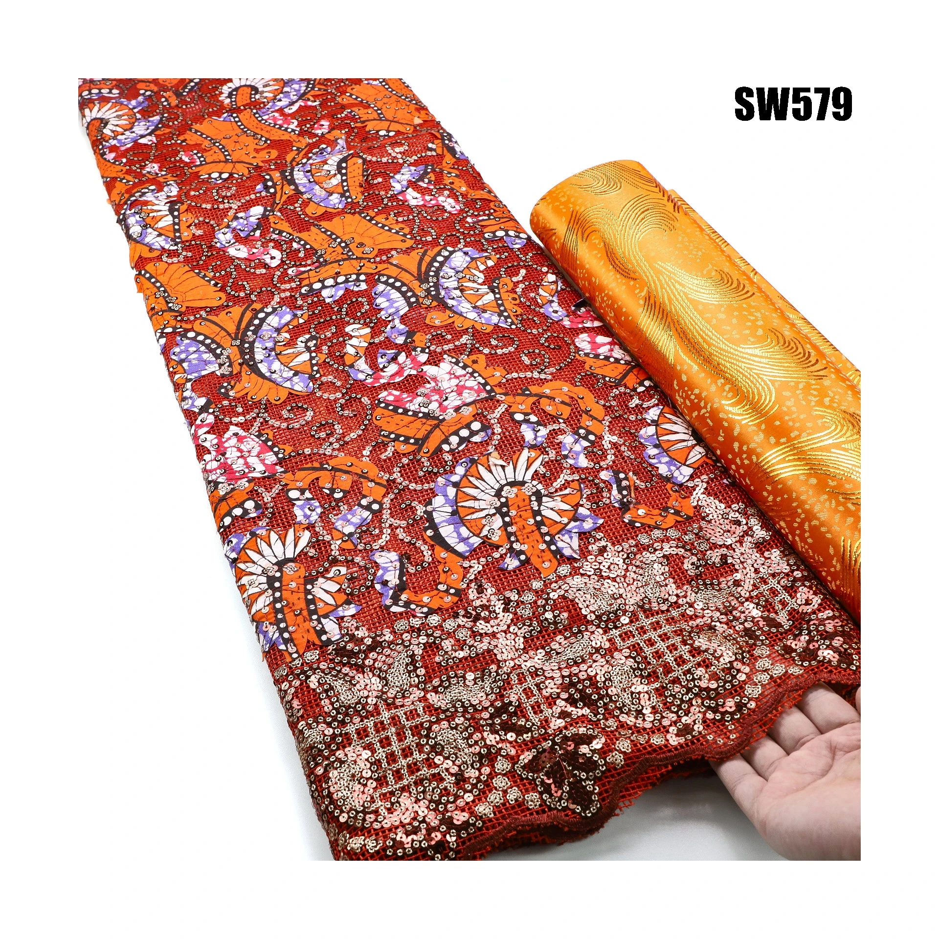 Lace Fabric for Official 2023 New Design Luxury Sequins Lace for Party Dress or Officiel