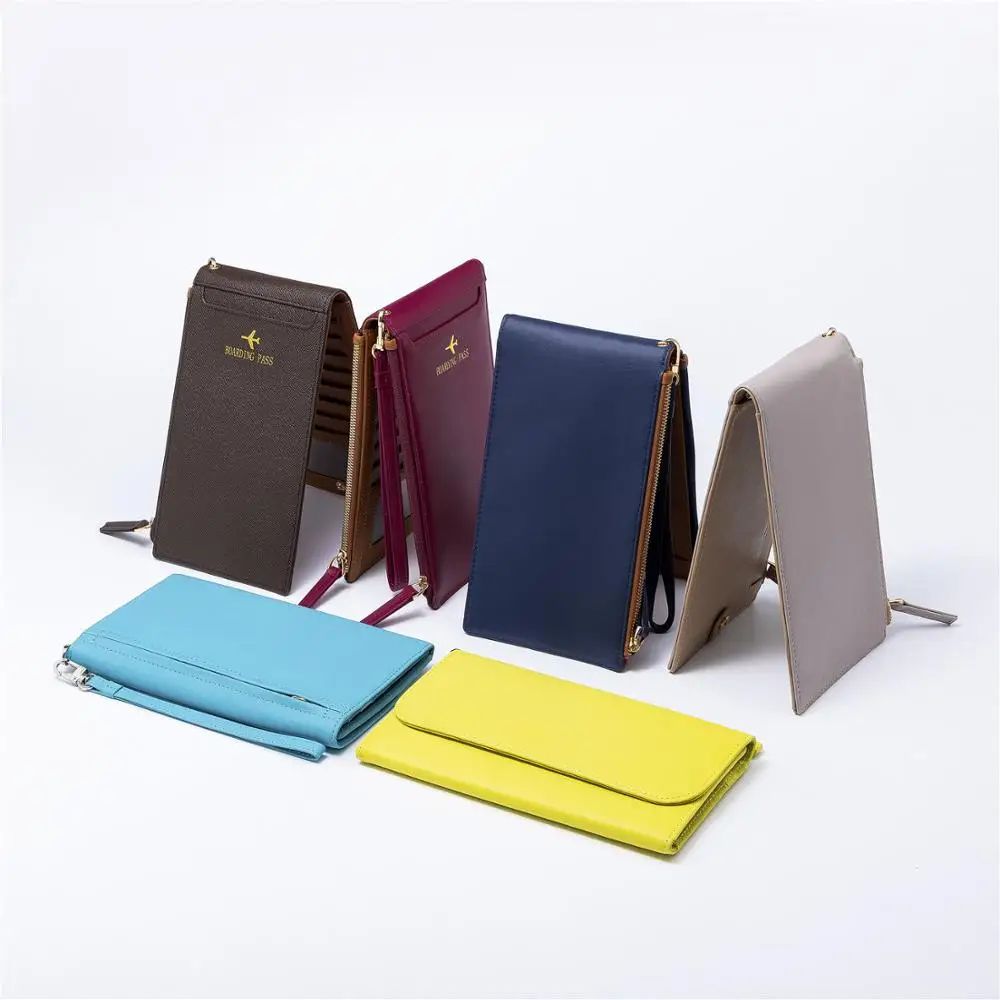 
2020 Free Sample Travel Wallet Bifold New Design Genuine Luxury Leather Long Purse 