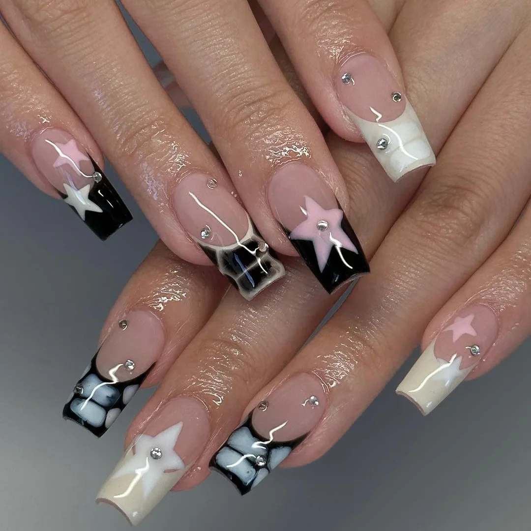 Custom Logo Artifincial Fingernails 24PCS Nails Gel Press On Wholesale Almond Acrylic Pressed On Nails With Design
