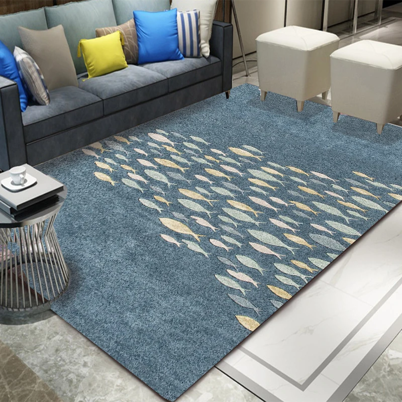 fish living room big carpet carpets and rugs modern blue and white