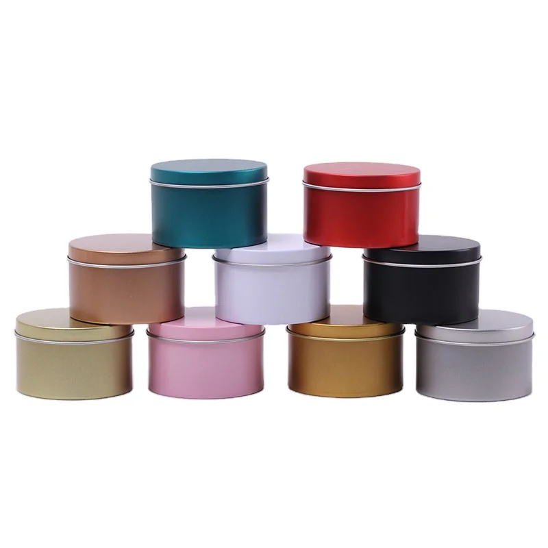 Silver Round Metallic Box Can Wide Tins For Candles Cosmetic Container Aluminium Candle Jar