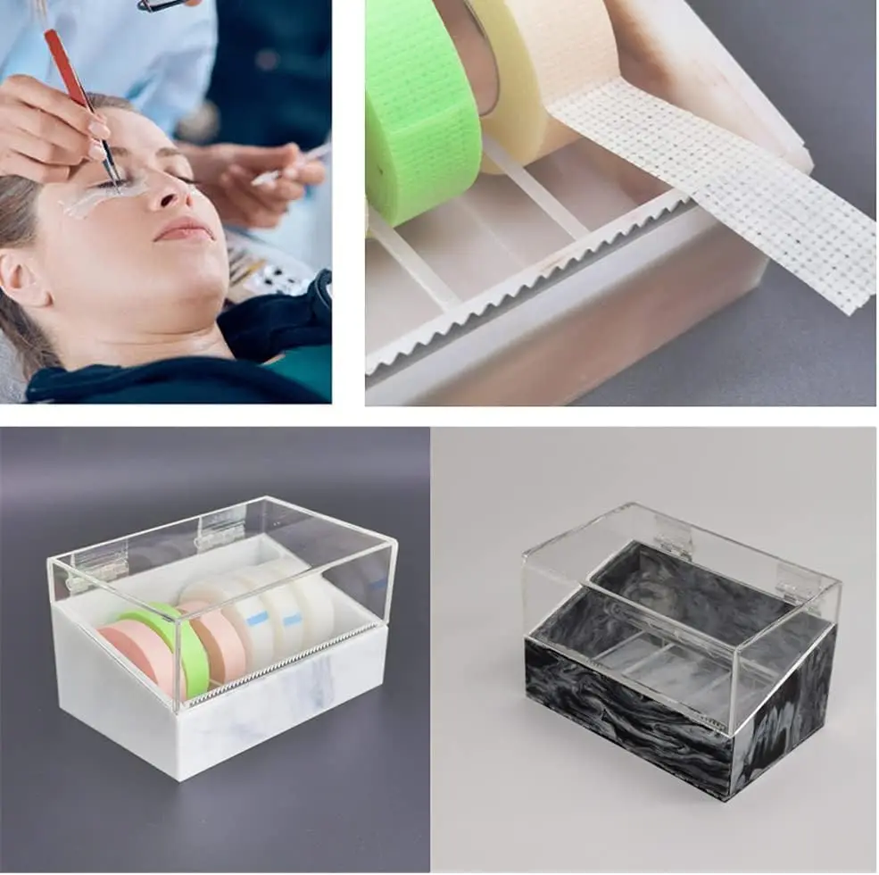 Dustproof Eyelash Tape Cutter Acrylic Multi-Grids Tapes Storage Box False Eyelash Tape Dispenser Holder Eyelash Tool