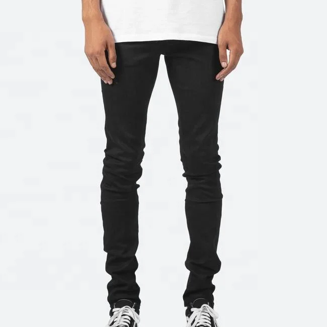 Hot Selling Pure Color Jeans Custom Jeans  Matte black Skinny Fit Demin Jeans Men