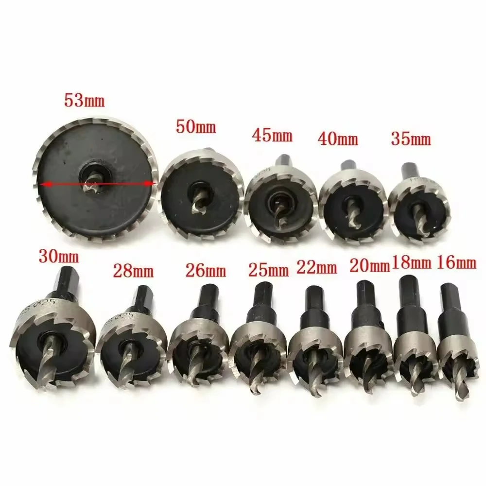 PEXMIENTAS HSS tct stainless steel metal hole saw cutter triangle shank tungsten carbide hss hole saw set fo tct hole saw