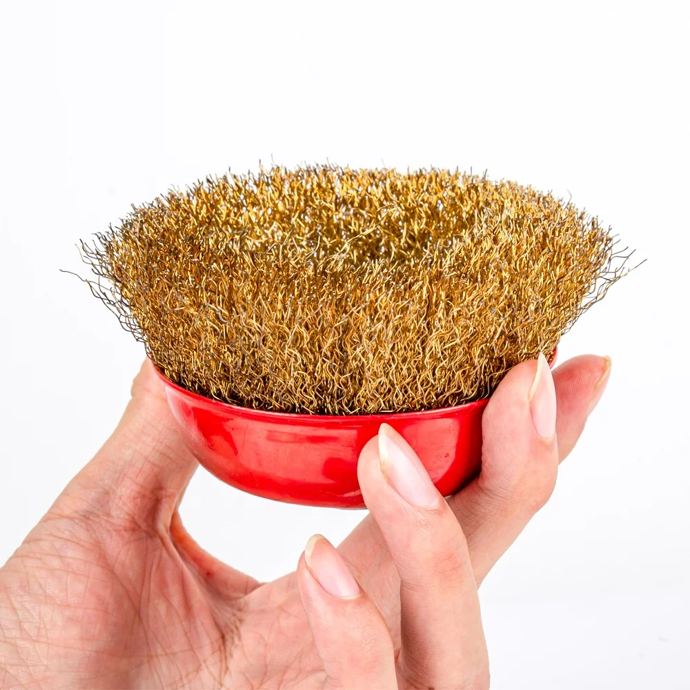China Manufacturer steel wire yellow Bowl type 75/100 cup wire brush