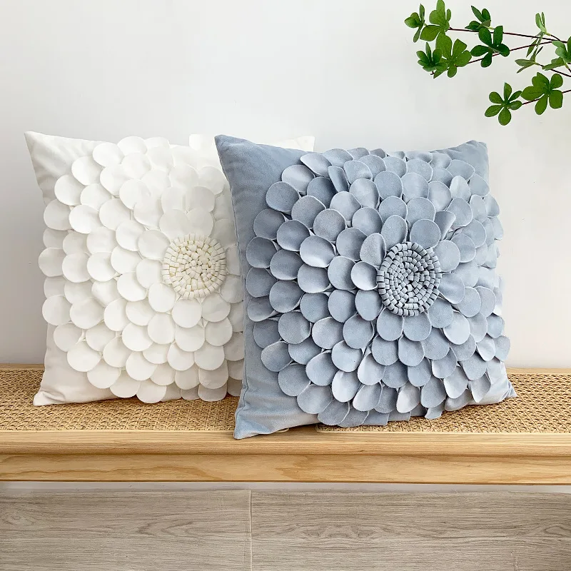 Amity Nordic Luxury Home Decorative 3d Colorful Floral Round Handmade Sunflower Throw Pillow Covers Sofa Cushion Covers
