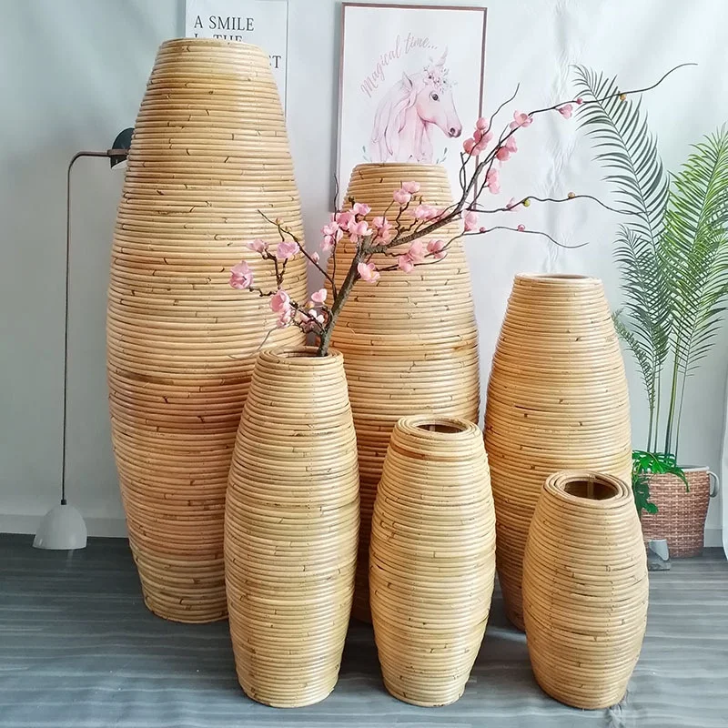 wholesale rattan basket woven natural rattan handmade storage basket for flower