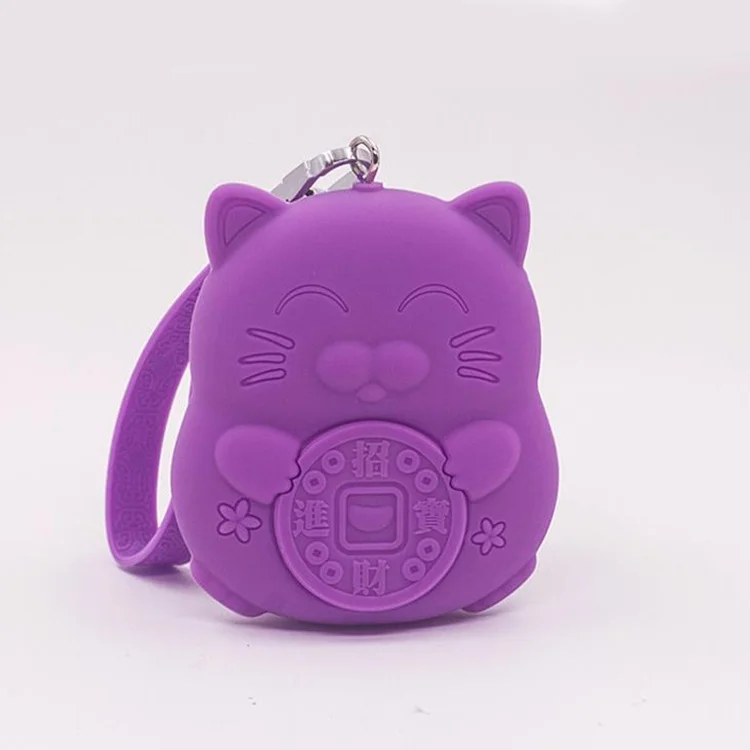 Lucky Cat Cheap 3D Silicone Rubber Cute Change Coin Purse Girls Zipper Mini Wallet