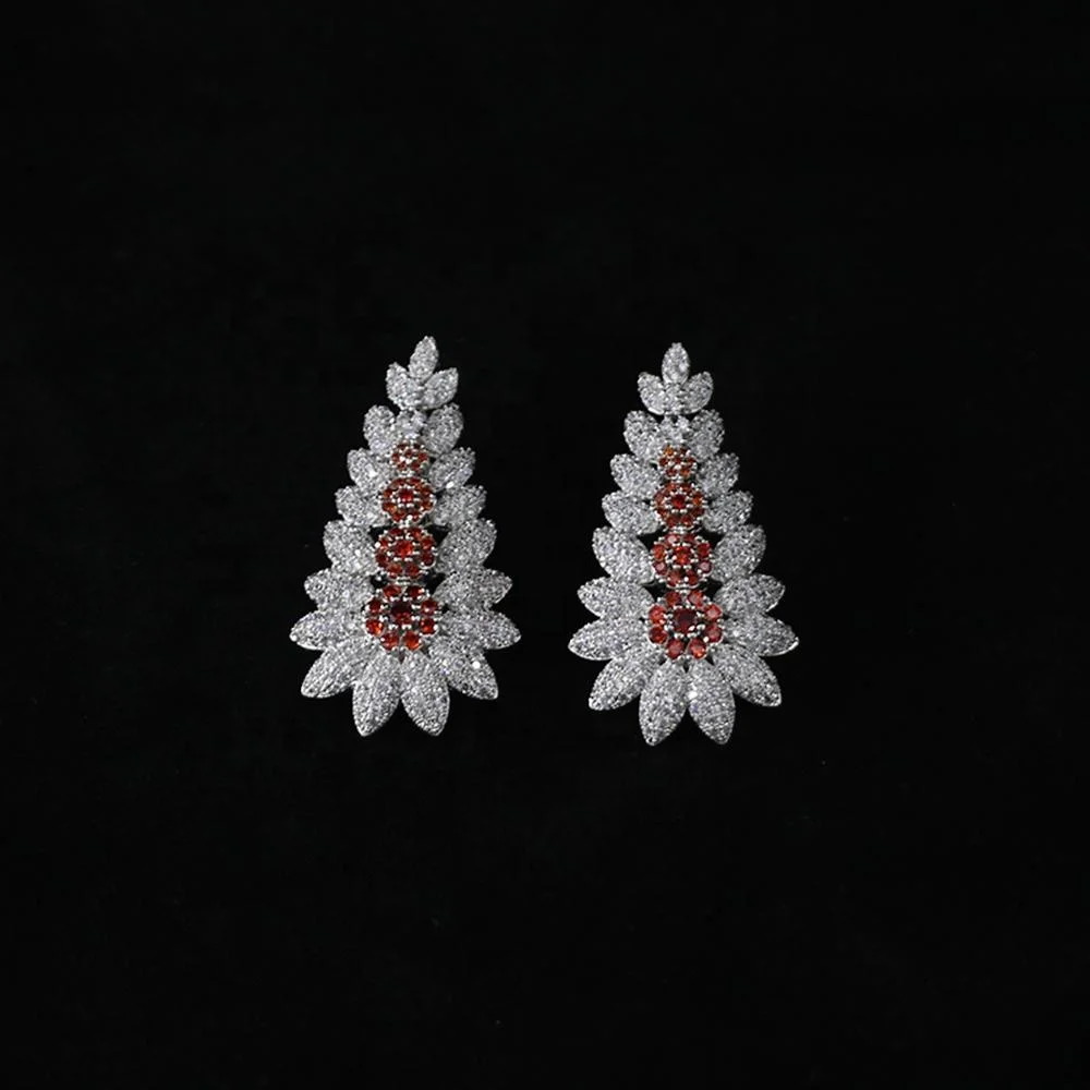 
Bedazzled Luxury Wholesale High Fashion Jewelry Wedding Necklace African AAA Red Stone Zirconia Wedding Jewelry Set for Women 