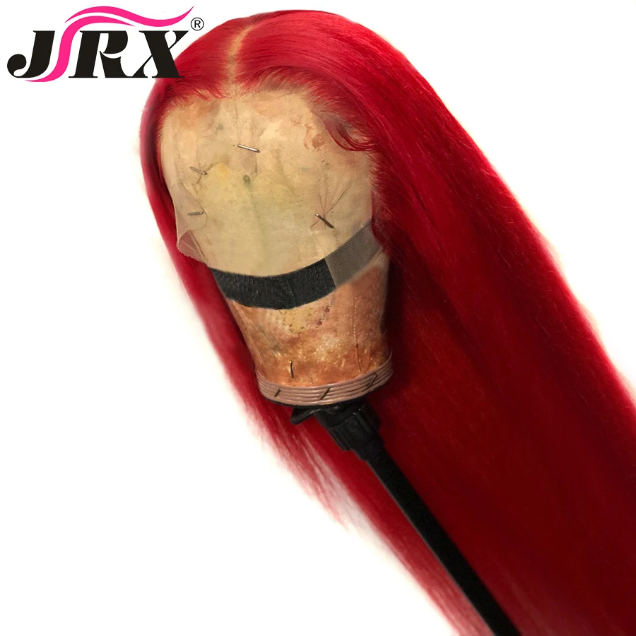 
2021 Drop Shipping Red Color Human Virgin Hair Long Straight Lace Front Wig With Baby Hair 