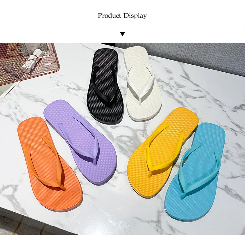 Custom Printed Logo Summer PVC Ladies Rubber Beach Bathroom Shower Slippers Slides Flip Flops