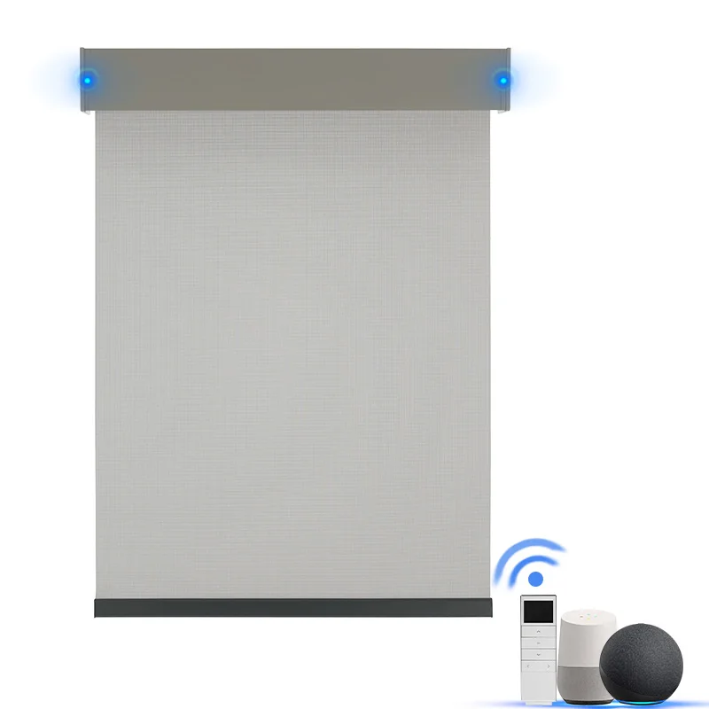 Customized Smart For Indoor Window Remote & Phone Control Battery DC Battery Plug US Blackout Black Valance Roller Blinds