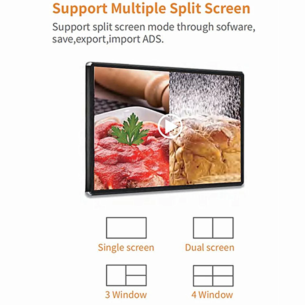 Super thin restaurant wall mount digital signage video wall lcd splicing screen vesa mountable lcd touch display