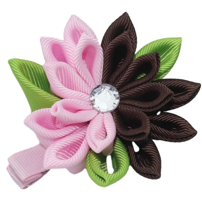 3 Inch Halloween Japanese Style Irish Hair Bows Kanzashi Tsumami Flower Ribbon Hair Clips with Alligator Clip