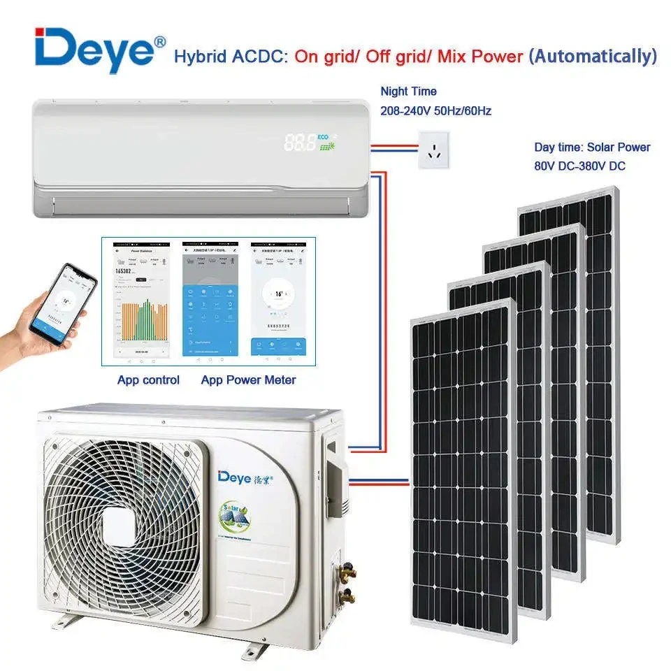 9000btu 12000btu разделенный Tpye настенный гибридный солнечный кондиционер с солнечной панелью и