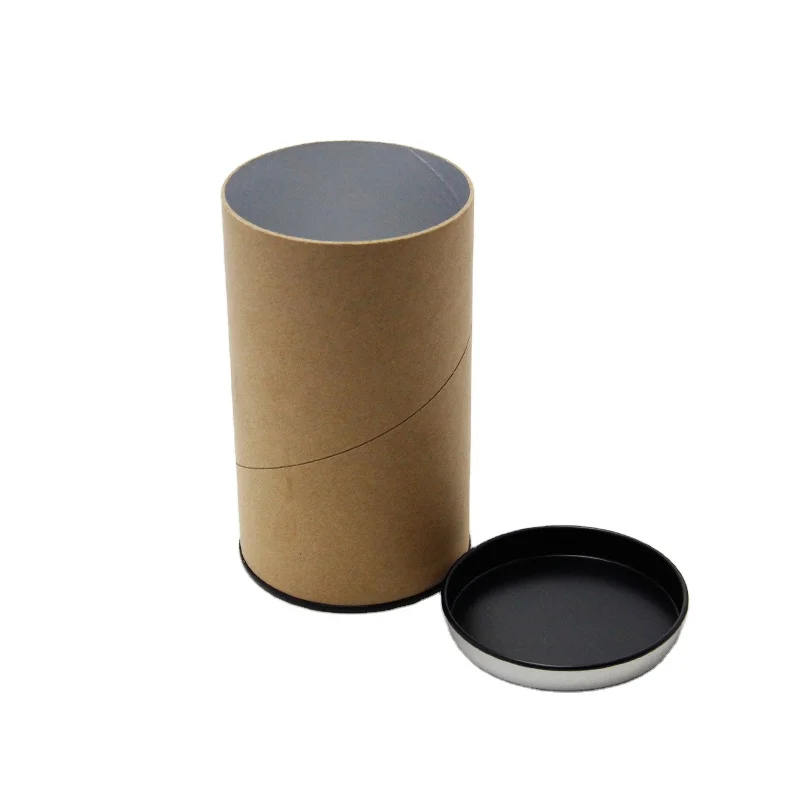 Manufacture High Quality Custom Biodegradable Food Grade Round Kraft Paper Tube With Metal Lid