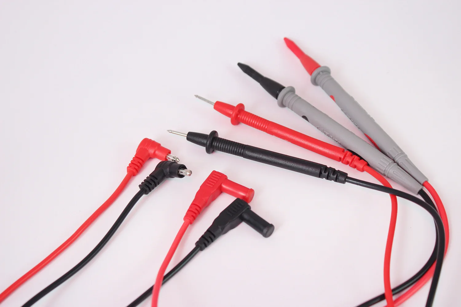 1 Pair Digital Multimeter Probe Soft-silicone-wire Needle-tip Universal Test Leads with Alligator Clip for LED Tester